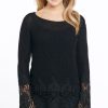 Sweaters / Vests * | Cowgirl Up Womens Black Cotton Blend Lace Cuffs Sweater