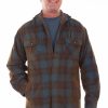 Sweaters / Vests * | Scully Mens Blue/Brown 100% Cotton Sherpa Corduroy Hoodie