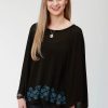 Sweaters / Vests * | Roper Womens Black/Blue Polyester Hankerchief Sweater