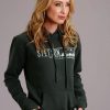 Sweaters / Vests * | Stetson Womens Hunter Green Cotton Blend Original Hoodie