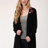 Sweaters / Vests * | Roper Womens Black Rayon/Nylon Western Embroidery Cardigan