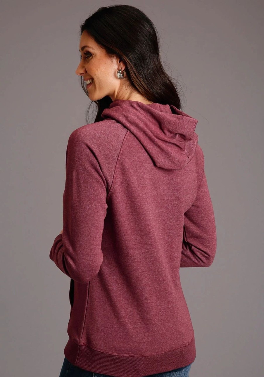 Sweaters / Vests * | Stetson Womens Maroon Cotton Blend Bandana Screenprint Hoodie