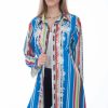 Sweaters / Vests * | Scully Womens Multi-Color 100% Polyester Striped Duster