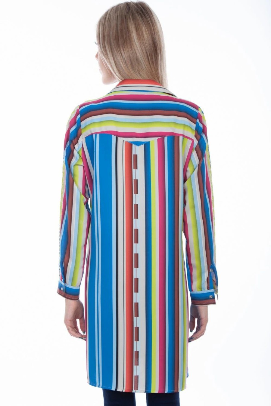 Sweaters / Vests * | Scully Womens Multi-Color 100% Polyester Striped Duster