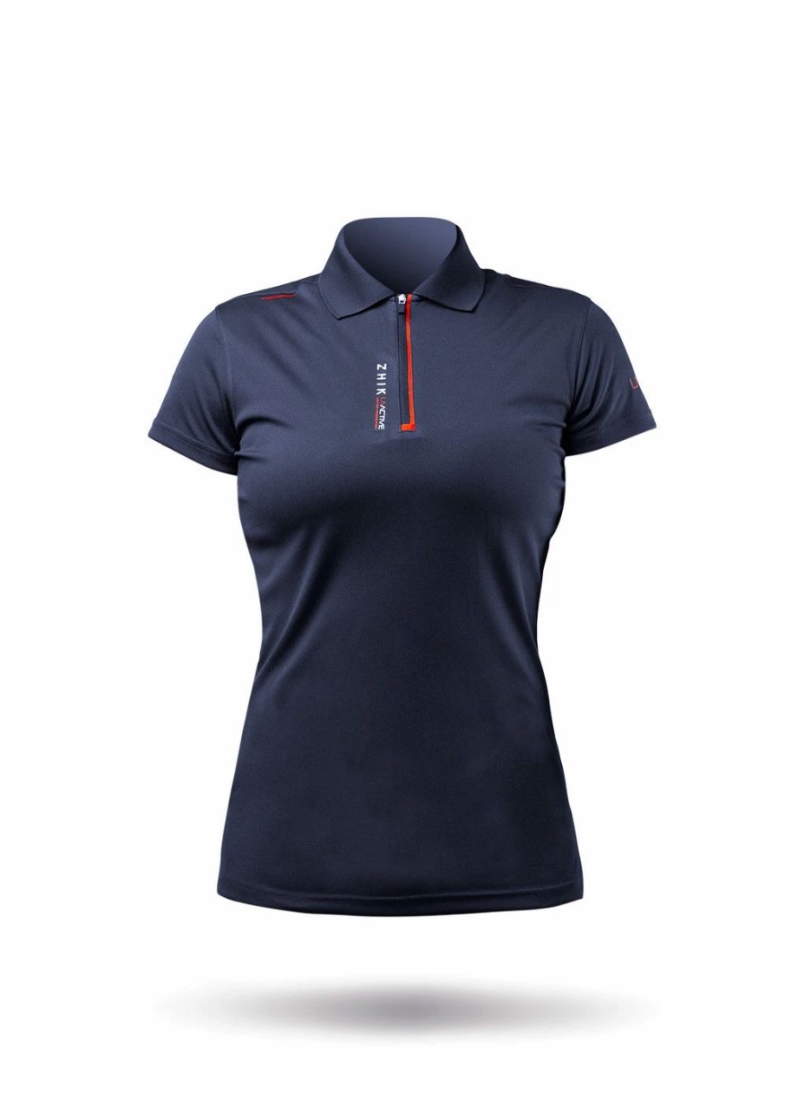 Sun Protection Tops * | Womens Uvactive Zip Sports Polo Navy