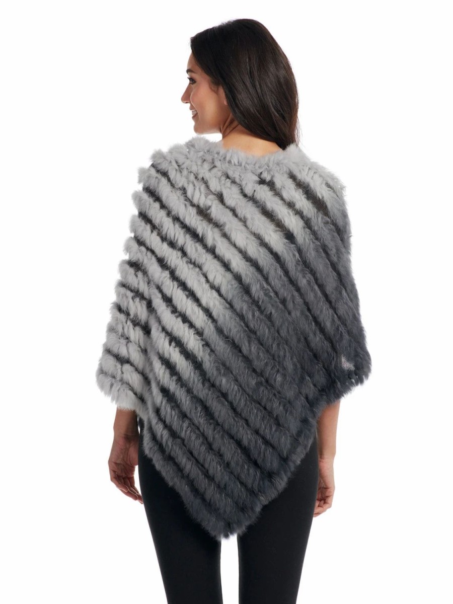 Sweaters / Vests * | Cripple Creek Womens Steel Grey Rabbit Fur Loose Poncho