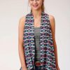 Sweaters / Vests * | Roper Womens Blue/Pink Rayon/Nylon Aztec Cardigan