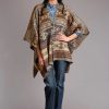 Sweaters / Vests * | Stetson Womens Brown Multi Acrylic Aztec Poncho Sweater