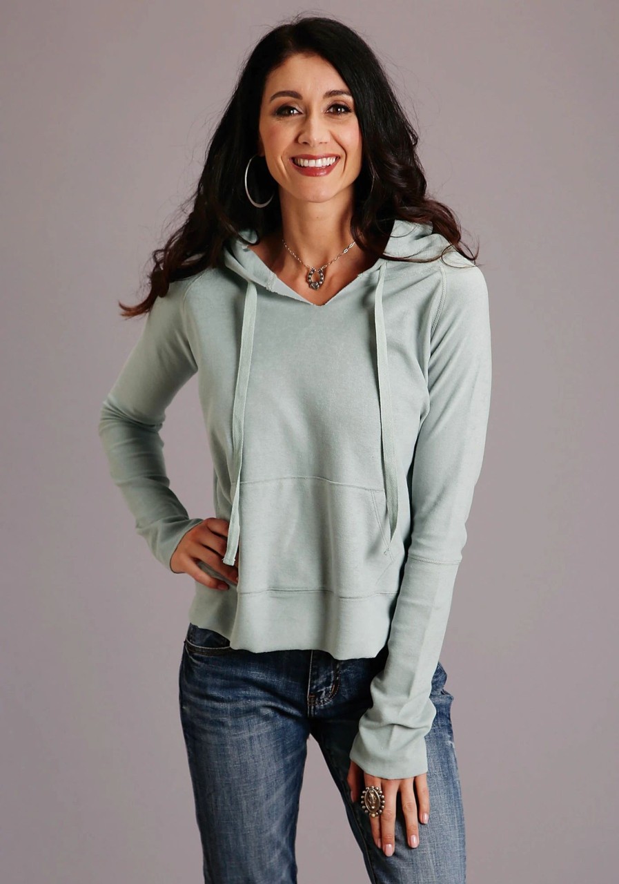 Sweaters / Vests * | Stetson Womens Seafoam 100% Cotton Twill Ties Hoodie