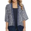 Sweaters / Vests * | Cowgirl Up Womens Open Front Wrap Blue Multi Polyester Cardigan Sweater