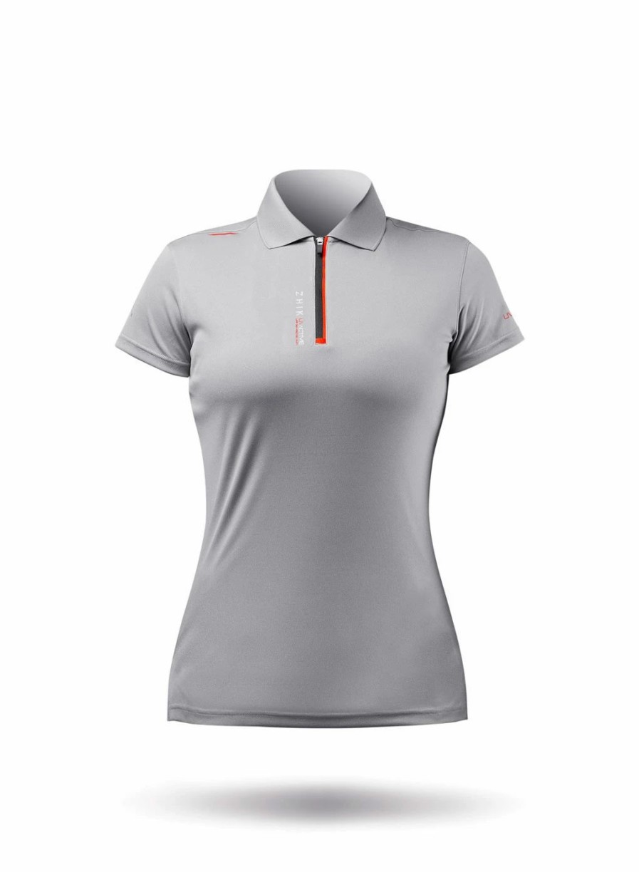 Sun Protection Tops * | Womens Uvactive Zip Sports Polo Grey