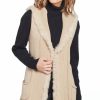 Sweaters / Vests * | Cripple Creek Womens Rabbit Trimmed Hooded Stone Cotton Blend Fur Vest