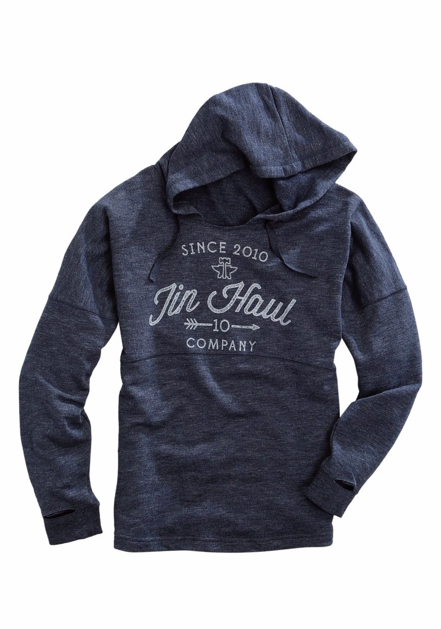 Sweaters / Vests * | Tin Haul Womens Heather Navy Cotton Blend 2010 Arrow Hoodie