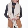 Sweaters / Vests * | Scully Womens Tan Faux Fur Knotted Fringe Vest