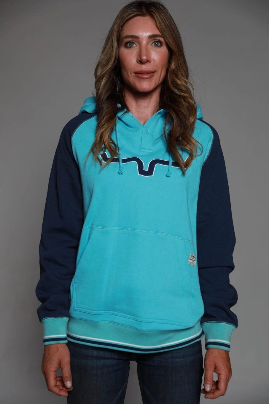 Sweaters / Vests * | Kimes Ranch Womens Summer Love Fleece Blue Cotton Blend L/S Hoodie