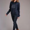 Sweaters / Vests * | Stetson Womens Navy Cotton Blend Mountain Screenprint Hoodie