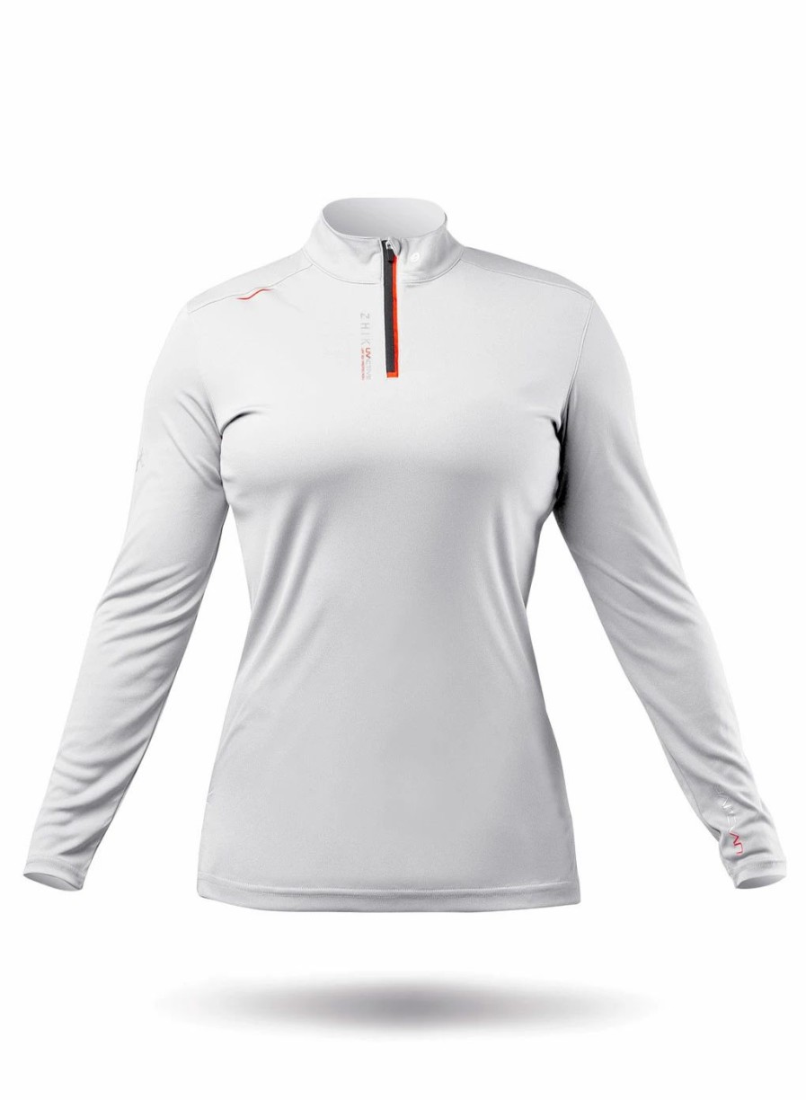 Sun Protection Tops * | Womens Uvactive High Collar 1/4 Zip Top White