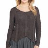 Sweaters / Vests * | Cowgirl Up Womens Charcoal Cotton Blend Braiding Sweater