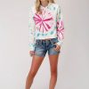 Sweaters / Vests * | Roper Womens White Poly/Rayon Tie Dyed French Terry Sweatshirt