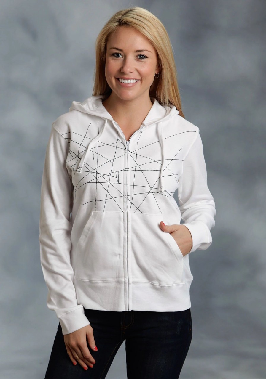 Sweaters / Vests * | Ouray Womens White 100% Cotton Usa Stitches Hoodie