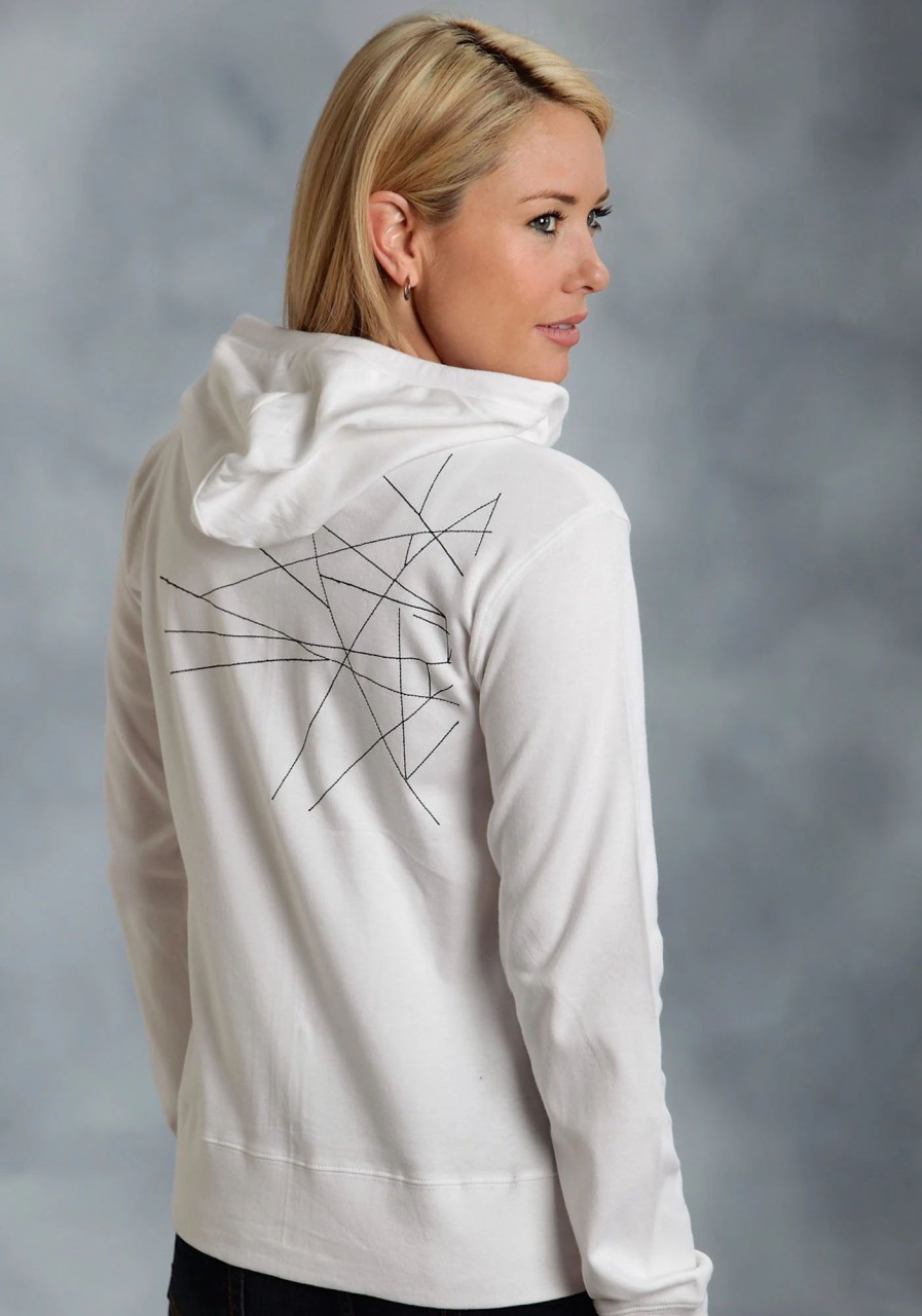 Sweaters / Vests * | Ouray Womens White 100% Cotton Usa Stitches Hoodie