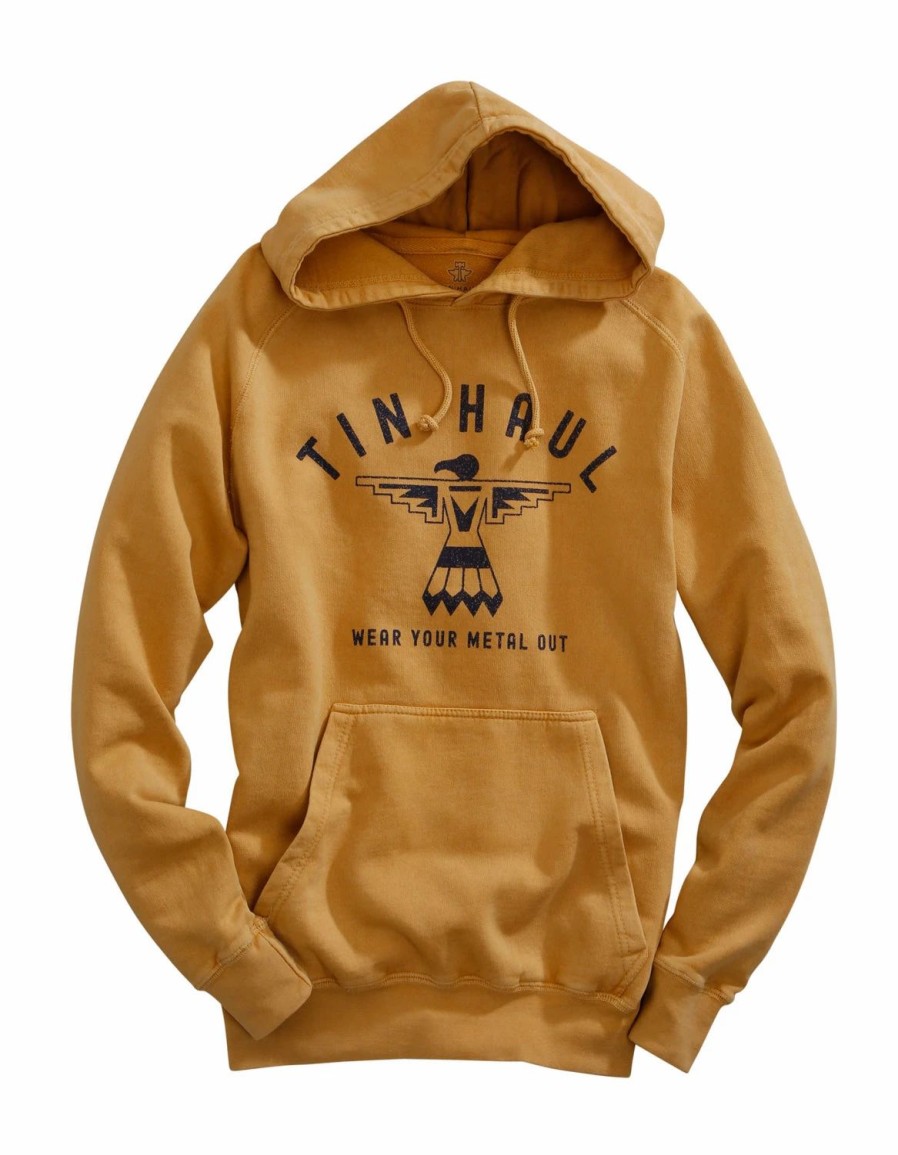 Sweaters / Vests * | Tin Haul Womens Vintage Mustard 100% Cotton Thunderbird Hoodie