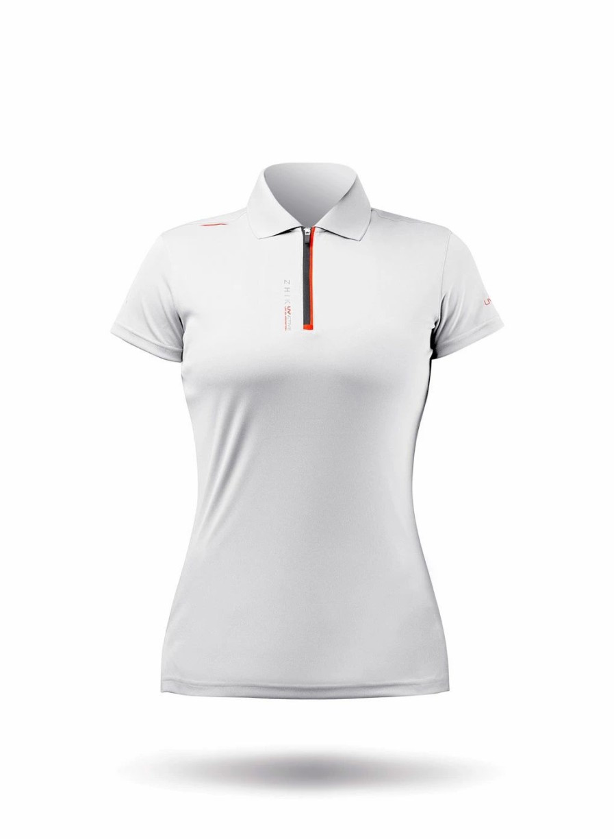 Sun Protection Tops * | Womens Uvactive Zip Sports Polo White