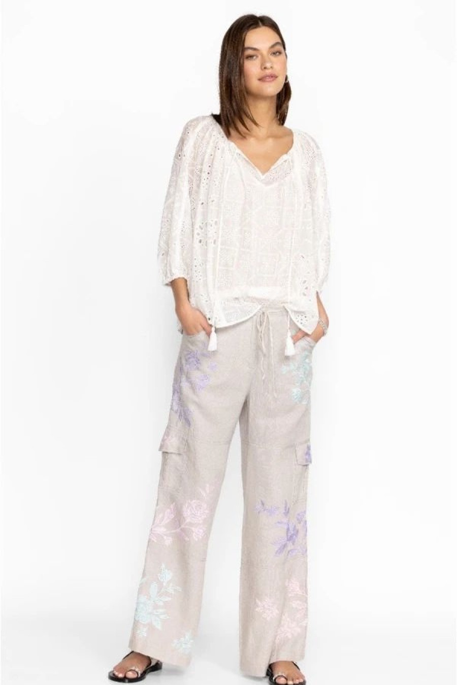 Pants * | Hazel Drawstring Wide Leg Pant Sand