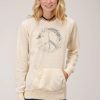 Sweaters / Vests * | Roper Womens Cream Cotton Blend Peace Sign Wreath Sweatshirt