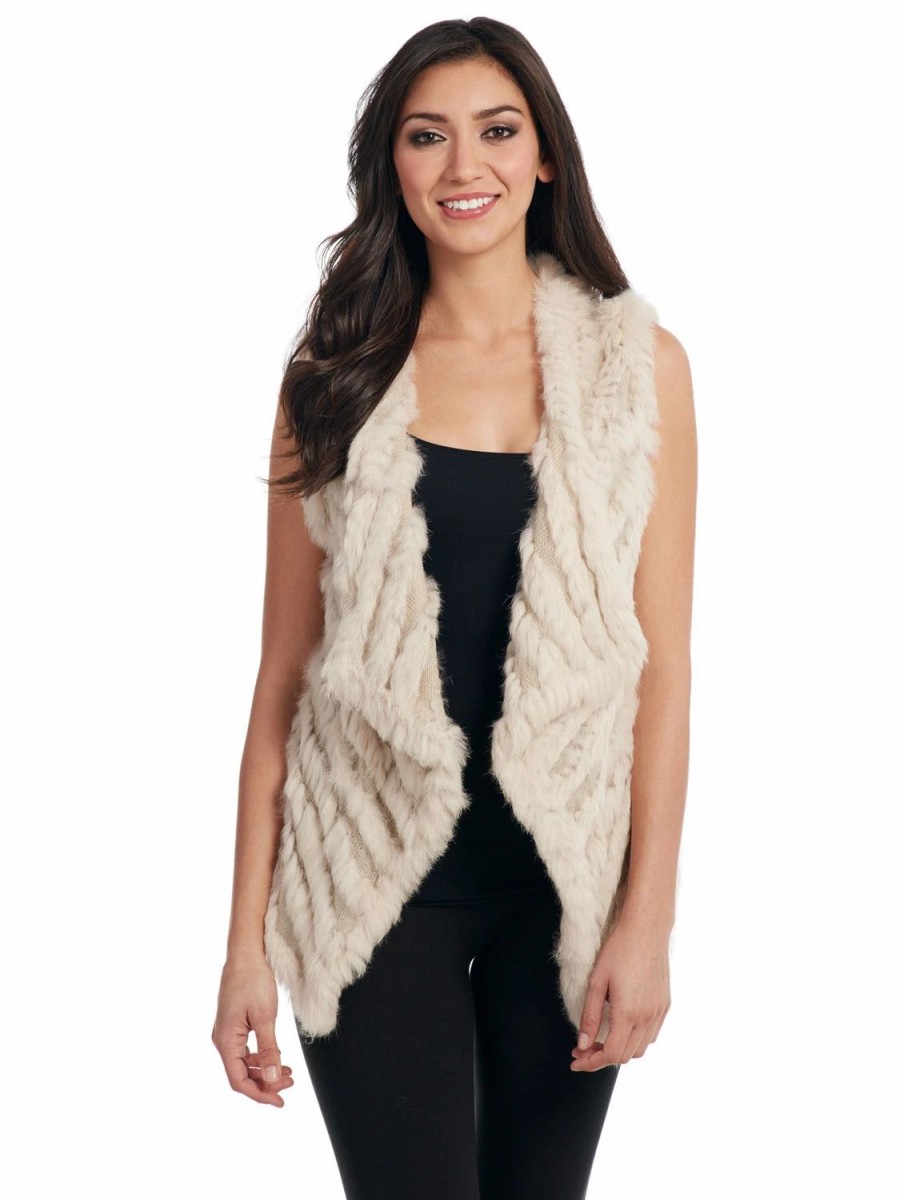 Sweaters / Vests * | Cripple Creek Womens Stone Rabbit Fur Fitted Vest