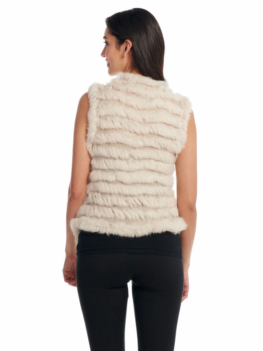 Sweaters / Vests * | Cripple Creek Womens Stone Rabbit Fur Fitted Vest