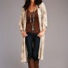 Sweaters / Vests * | Stetson Womens Gold Rayon/Nylon Herringbone Kimono Aztec Cardigan