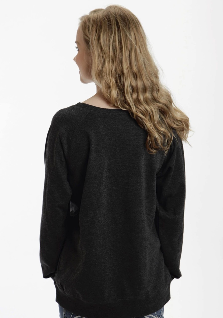 Sweaters / Vests * | Ouray Womens Black 100% Cotton Usa Sweatshirt