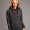 Sweaters / Vests * | Stetson Womens Graphite Grey Cotton Blend Crest Logo Hoodie