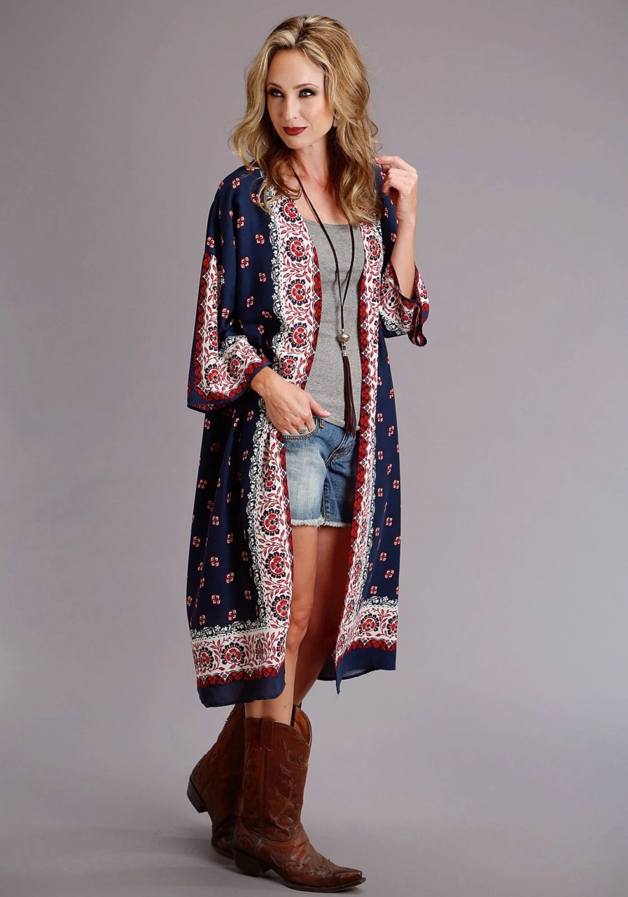 Sweaters / Vests * | Stetson Womens Multi-Color Rayon/Nylon Bandana Kimono Cardigan