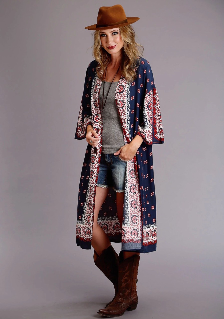 Sweaters / Vests * | Stetson Womens Multi-Color Rayon/Nylon Bandana Kimono Cardigan