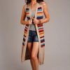 Sweaters / Vests * | Stetson Womens Multi-Color 100% Cotton Open Weave Striped Cardigan