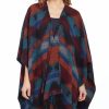 Sweaters / Vests * | Cripple Creek Womens Turquoise Multi Polyester Vertical Blanket Poncho