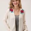 Sweaters / Vests * | Roper Womens Cream Rayon/Nylon Floral Embroidery Cardigan