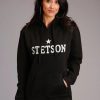 Sweaters / Vests * | Stetson Womens Black Cotton Blend Star Logo Hoodie