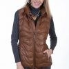 Sweaters / Vests * | Scully Womens Cognac Soft Lamb Puffer Vest