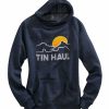 Sweaters / Vests * | Tin Haul Womens Navy Blue Cotton Blend Mountain Logo Hoodie