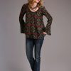 Sweaters / Vests * | Stetson Womens Brown Rayon/Nylon Challis Blanket L/S Pullover Blouse