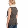 Sweaters / Vests * | Cripple Creek Womens Rifle Green Cotton Blend Enzyme Washed Fur Vest