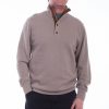 Sweaters / Vests * | Scully Mens Taupe Cotton Blend Elbow Patch Pullover Sweater