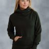 Sweaters / Vests * | Ouray Womens Forest Green 100% Cotton Usa Asymmetric Hoodie