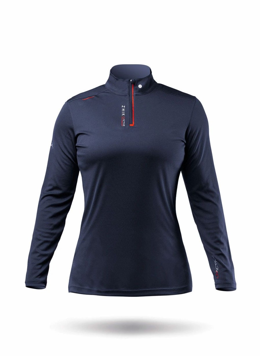 Sun Protection Tops * | Womens Uvactive High Collar 1/4 Zip Top Navy