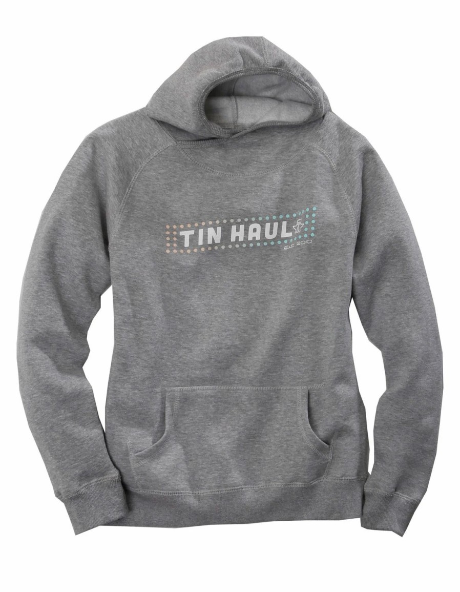 Sweaters / Vests * | Tin Haul Womens Grey Cotton Blend Logo In Lights Hoodie