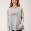 Sweaters / Vests * | Roper Womens Grey Polyester Slouchy Fit Sweater