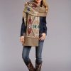 Sweaters / Vests * | Stetson Womens Tan Multi Wool Blend Aztec Knit Sweater Scarf